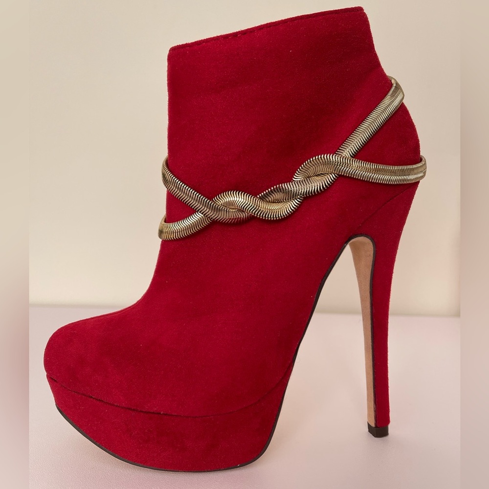 Michael Antonio Platform Dress Ankle Booties Red Size 5